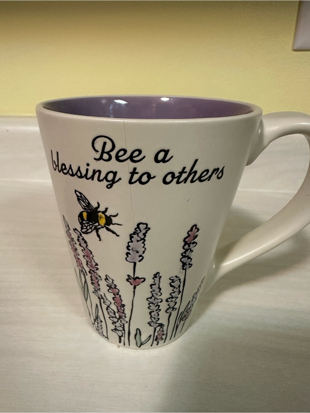 Bee a Blessing Ceramic Mug - White with Lavender Interior - Picture 2 of 4